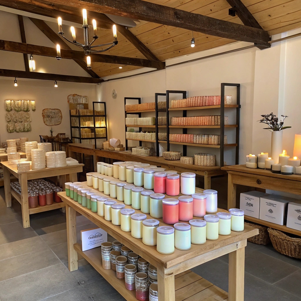 Doftljus i glasburk på träbord